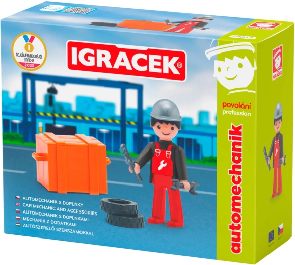 Efko Igráček profesie mecanic auto – figurină articulată cu accesorii