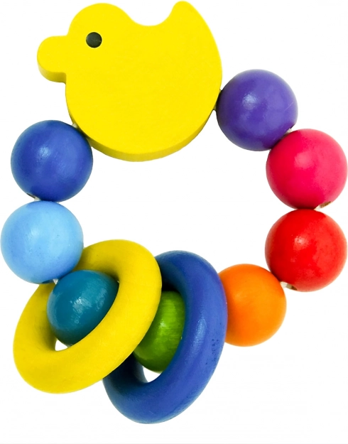 Detoa rățușcă cu inele – zornăitoare din lemn pentru bebeluși