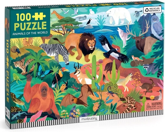 Puzzle Mudpuppy Animalele lumii 100 piese