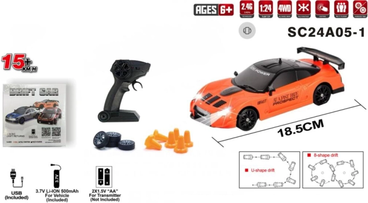 Mașină RC de drift 4x4 cu telecomandă