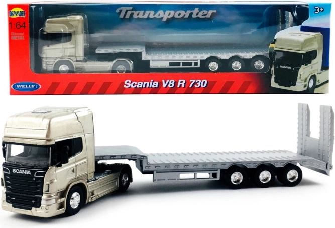 Welly camion Scania 1:64 cu semiremorcă