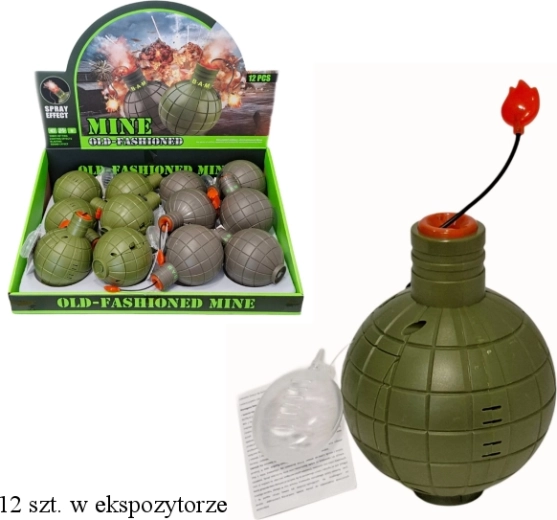 Jucărie militară grenadă cu siguranță, cu efect de fum, lumină și sunet - 1 bucată