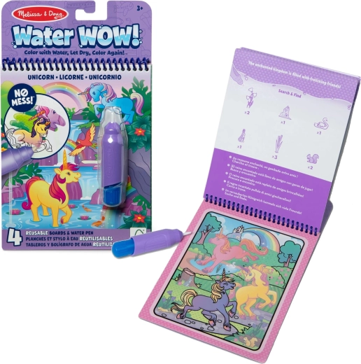 Melissa & Doug Water Wow – caiet de colorat cu apă, unicorni, cu creion cu apă