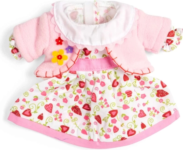 Bigjigs Toys rochie cu inimioare și jachetă roz pentru păpușă de 34 cm