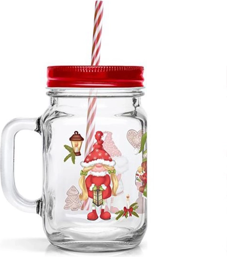 Pahar cu pai TORO 450 ml cu motiv de elfi