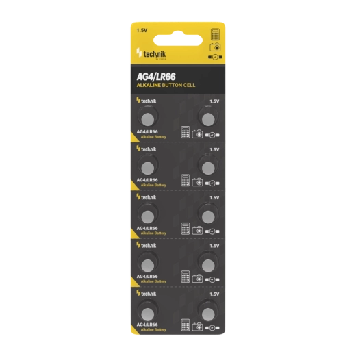Baterie alcalină tip buton Technik Platinum AG4 / LR66 / LR626 / 377 1,5 V, pachet 10 buc