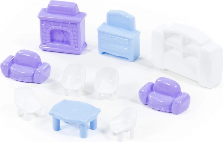 Mobilier pentru păpuși – set de mobilier colorat, 10 piese