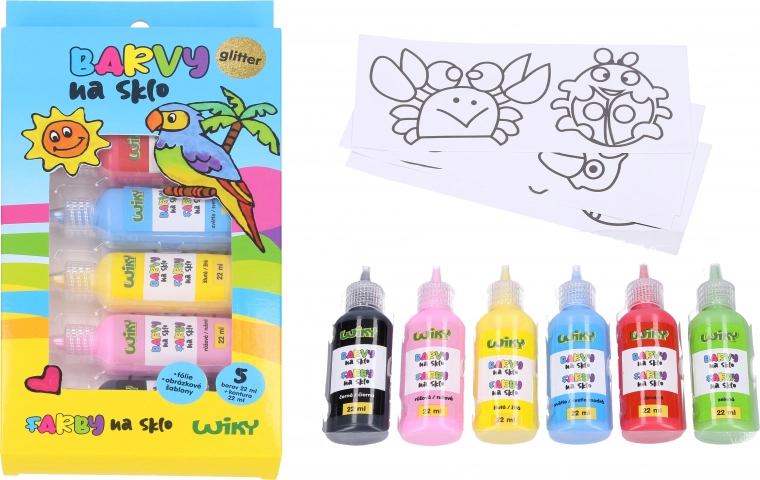 Vopsele pentru sticlă cu sclipici 5+1