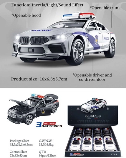 Mașină de poliție cu lumini și sunete 15 cm