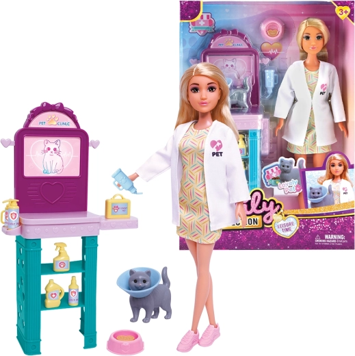 Păpușă veterinară cu pisicuță
