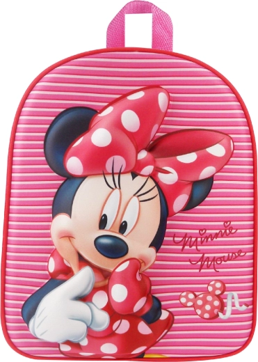 Rucsac 3D pentru copii Minnie Mouse roz, cu dungi, 31 cm