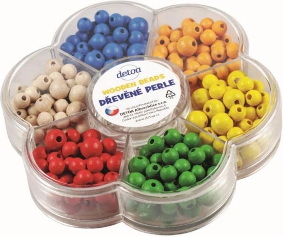 Detoa mărgele din lemn în formă de floare – set creativ colorat pentru înșirat