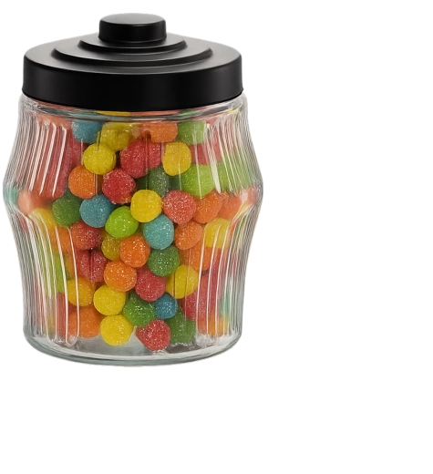 Borcan 2 l rotund cu dungi cu capac metalic