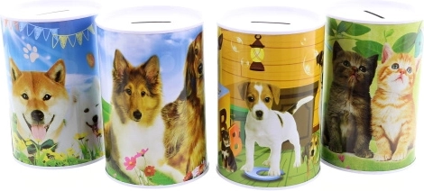 Pușculiță metalică Câini și pisici 13,5 × 9 cm