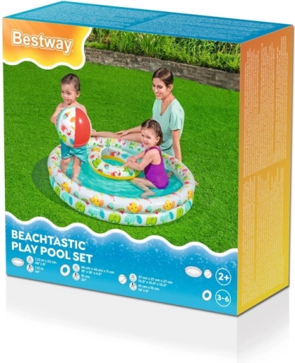 Piscină gonflabilă pentru copii Bestway 3 în 1 cu minge și colac, 122 cm