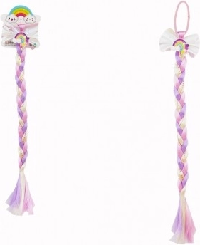 Elastic de păr cu fundă și coadă colorată cu paiete