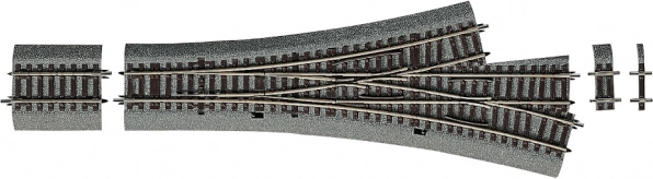 Roco Line macaz asimetric cu trei căi cu pat de balast