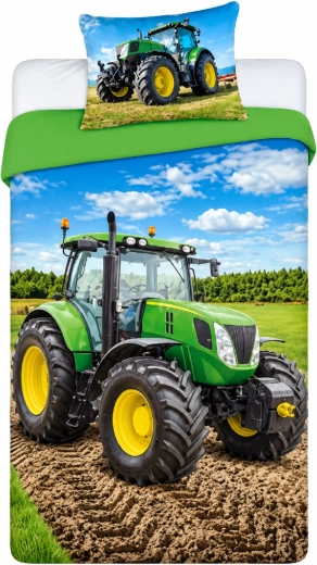 Lenjerie de pat din bumbac Tractorul verde 140 × 200 cm
