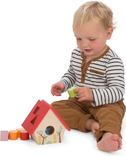 Căsuță din lemn cu sortator de forme pentru păsărele Le Toy Van