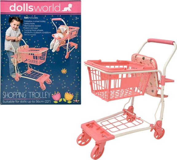 Cărucior de cumpărături Dolls World cu scaun pentru păpușă
