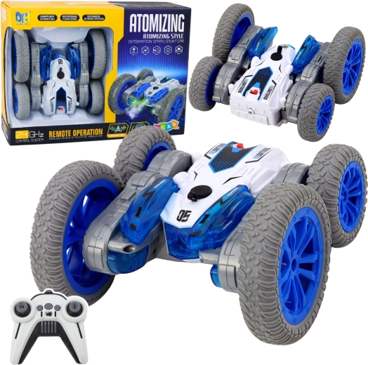 mașină RC cascadorie cu efect de ceață, LED și drift 360°, albastră