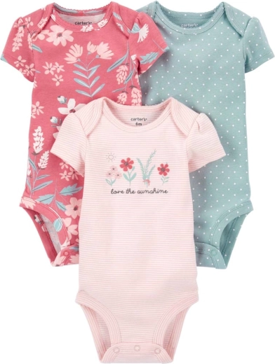 Body pentru fetițe Carter's cu mânecă scurtă Pinkblue, 3 buc.
