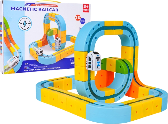 Pistă auto magnetică colorată, 35 de piese