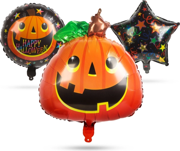 Set de baloane din folie pentru Halloween, în formă de dovleac – 5 bucăți