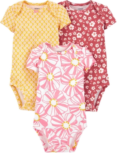 Body din bumbac pentru fetițe Carter’s Pink/Blue, 3 buc., mărimea 56 (NB)