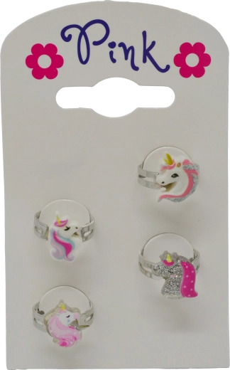 Set de inele pentru copii cu unicorn, 4 buc