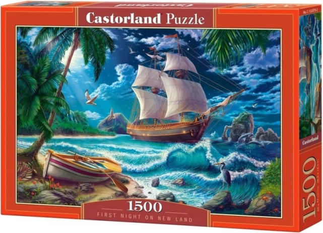 Puzzle 1500 piese – Navă și plajă Prima noapte Țară nouă