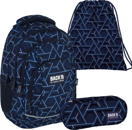 Set școlar BackUP Ion 3 în 1 (rucsac, penar etui și sac)