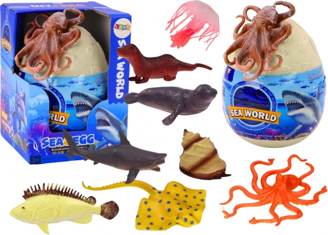Ou cu figurine de viețuitoare marine Plante Caracatiță 26 piese