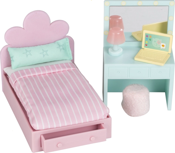 Mobilier Lundby pentru camera adolescenților din căsuța de păpuși