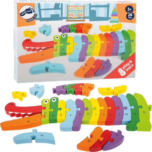 Puzzle din lemn crocodil – învățarea literelor alfabetului