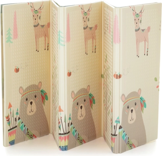 Saltea de joacă pliabilă din spumă PETITE&MARS Campy Elephant & Fox