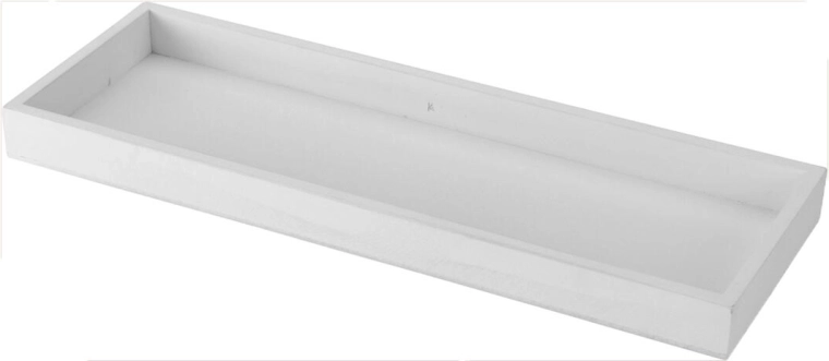 Tavă decorativă din lemn, albă, 40 × 14 × 3 cm