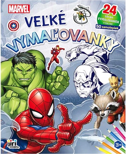Caiet de colorat mare Marvel cu autocolante
