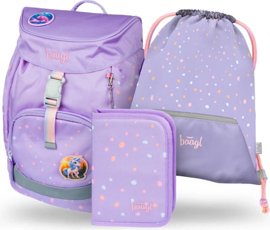 Set școlar Baagl Airy Animăluțe – rucsac, penar și săculeț