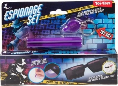Set de spionaj cu ochelari și pixuri UV