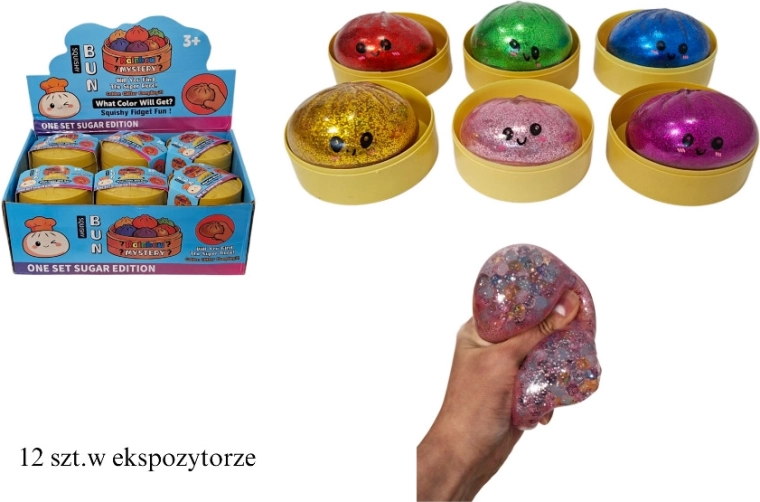 Jucărie antistres tip „squishy” în formă de pliculeț, cu sclipici (hidrogel)