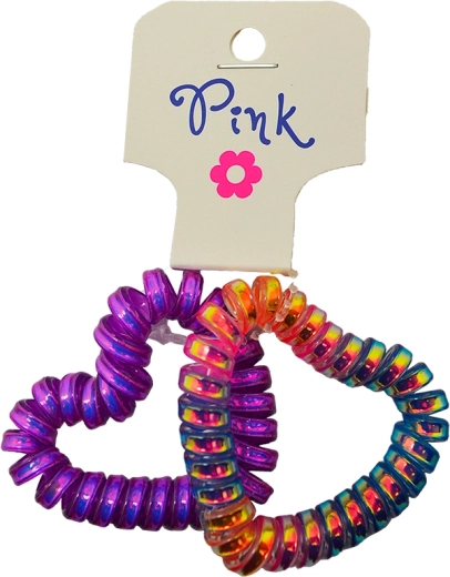 PINK elastice de păr în formă de inimă, curcubeu și mov (2 buc.)
