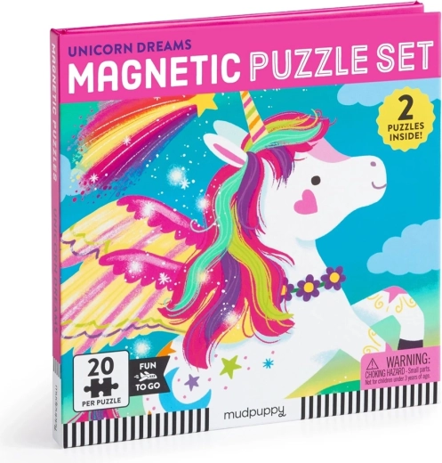 Puzzle-uri magnetice Mudpuppy Vise de unicorn 2 × 20 de piese