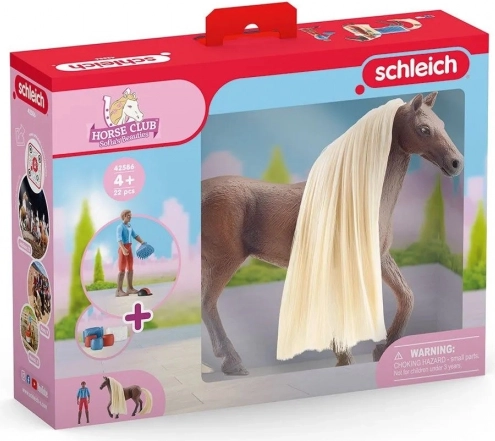 schleich horse club sofia & leo cu calul rocky – set de start pentru pieptănarea coamei