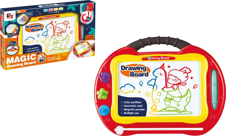 Tablă magnetică de desen, mărime medie, Magic colorată