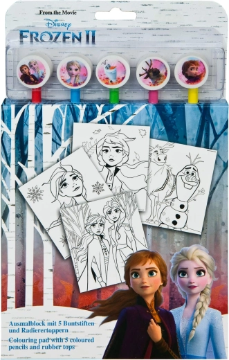 Disney Frozen 2 – bloc de colorat cu 5 creioane colorate