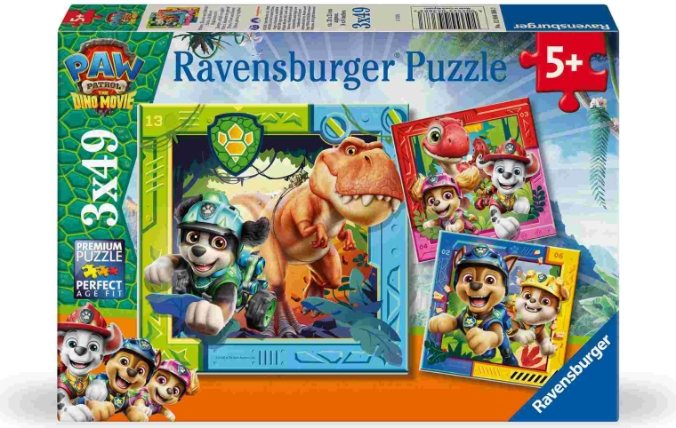 Puzzle Ravensburger Patrula Cățelușilor: filmul cu dinozauri 3x49 piese