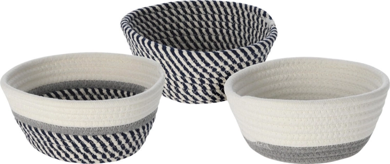 Coș conic rotund din bumbac 18 cm – mix de culori și decorațiuni