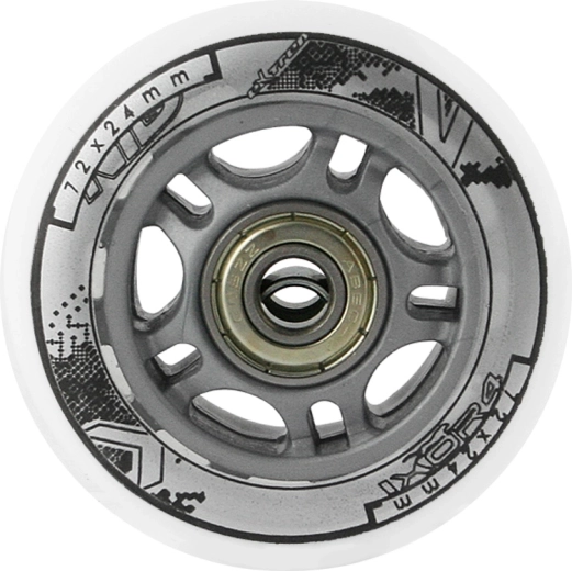 Set de roți PU albe 72 × 24 mm cu rulmenți ABEC 7 NILS EXTREME