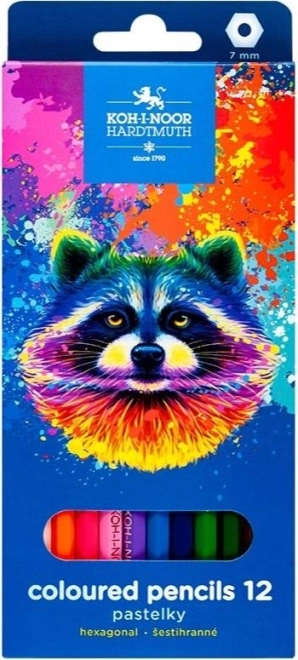 Creioane colorate hexagonale KOH-I-NOOR 12 buc Raton